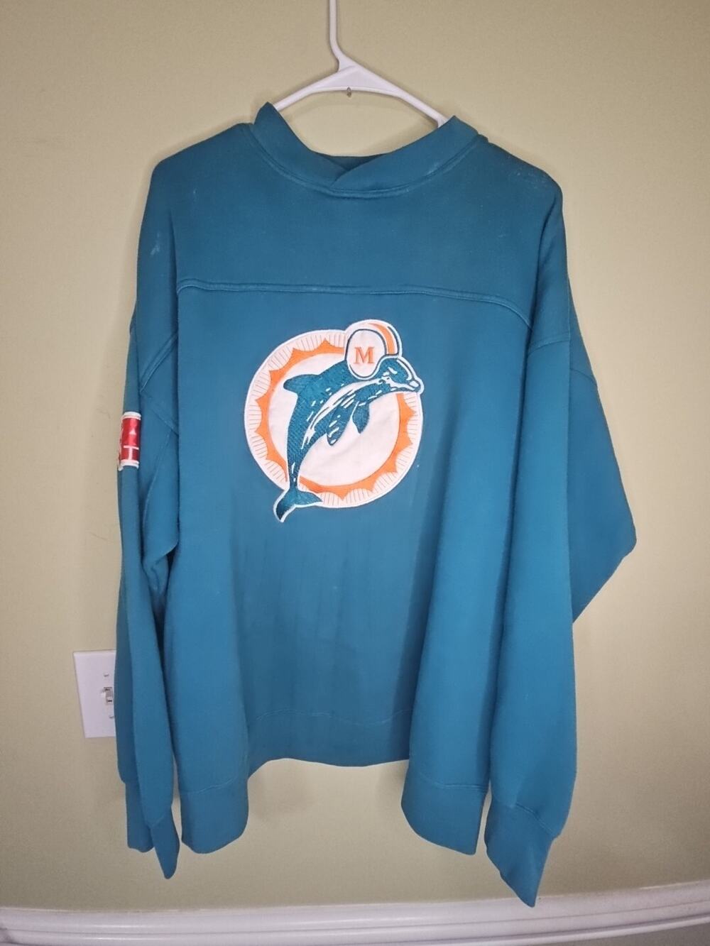 VINTAGE NFL Miami Dolphins Crewneck Sweatshirt Men XL Green 90s Lee Sport